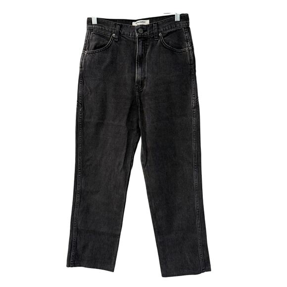 Reformation 26 High Rise Straight Leg STAR Seamed Jeans Crop Denim Washed Black - Picture 2 of 10
